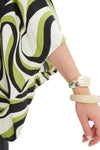 TIRELLI NOTCH NECK PRINT TOP - CHARTREUSE SWIRL