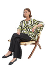 TIRELLI NOTCH NECK PRINT TOP - CHARTREUSE SWIRL