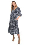 ELM GEMMA GEO DRESS - NAVY