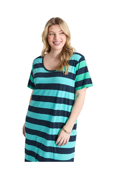ELM MERCURY STRIPE DRESS - GREEN /BLUE