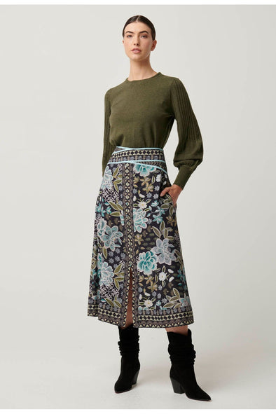 ONCE WAS HARPER WAIST PANEL SKIRT - DAHLIA FIELDS