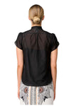 ONCE WAS DALIA DIAMOND SILK COTTON SHIRT - ONYX