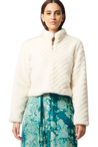 ONCE WAS ALTAIR FAUX FUR JACKET - PORCELAIN