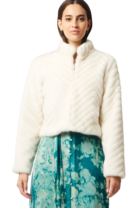 ONCE WAS ALTAIR FAUX FUR JACKET - PORCELAIN