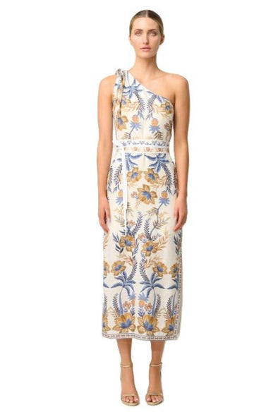 ONCE WAS AMIRA ONE SHOULDER TIE DRESS - GOLDEN MEDINA