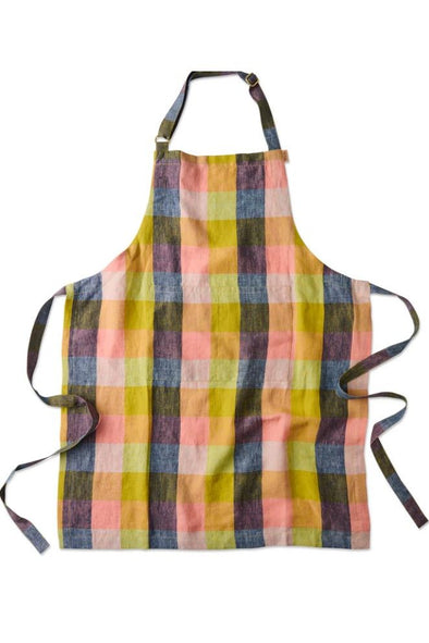 KIP & CO LINEN APRON - FLORIDA TARTAN (O/S)
