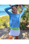 SOPHIE MORAN ARM PATCH SWEATER - BLUE/GREEN ARMPATCH