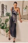 ONCE WAS AMIRA ONE SHOULDER TIE DRESS - OYNX CASABLANCA