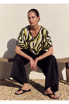 TIRELLI BISHOP SLEEVE SWIRL TOP - CHARTREUSE SWIRL
