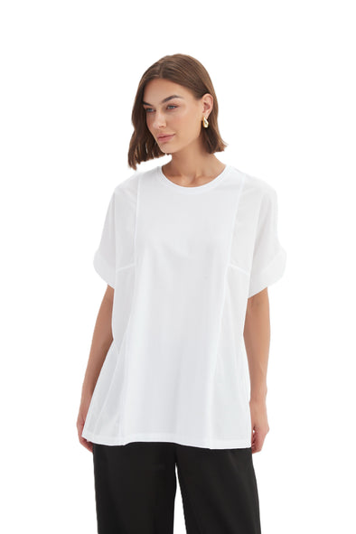 TIRELLI SEAM DETAIL BOXY SHIRT - WHITE