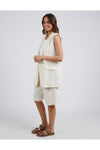 ELM BRIGITTE SLEEVELESS BLAZER - TOASTED COCONUT