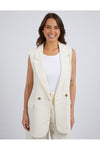 ELM BRIGITTE SLEEVELESS BLAZER - TOASTED COCONUT