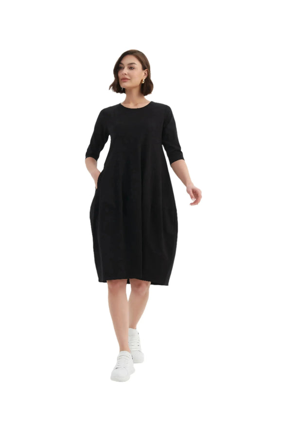 TIRELLI DIAGONAL SEAM DRESS - BLACK