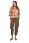 NATURALS LINEN 3/4 SLEEVE TOP - URCHIN