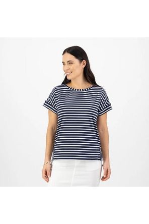 VASSALLI DROP SLEEVE TOP - NAVY/WHITE STRIPE