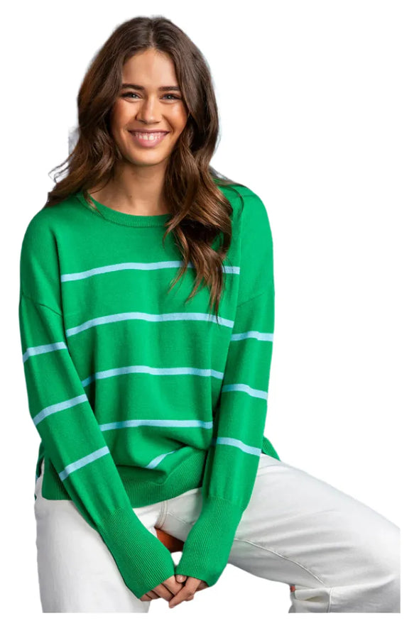 ELM CHARLI STRIPE KNIT - PINE GREEN