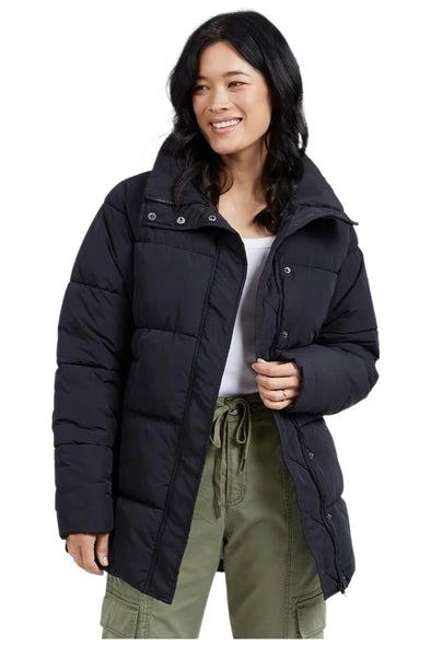 ELM LONGLINE PUFFER JACKET - BLACK