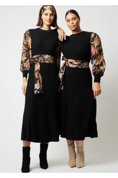 ONCE WAS EMPRESS WOOL KNIT DRESS - WINTER FLORAL