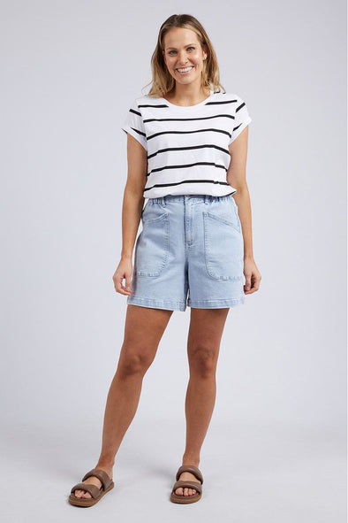 FOXWOOD MANLY STRIPE TEE - BLACK+WHITE