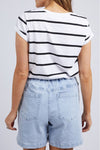 FOXWOOD MANLY STRIPE TEE - BLACK+WHITE