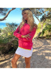 SOPHIE MORAN FINE STRIPE SWEATER - PINK/ORANGE