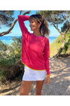 SOPHIE MORAN FINE STRIPE SWEATER - PINK/ORANGE