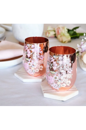 CLINQ FLORAL PRINT COPPER GLASSES - PAIR