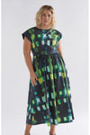 ELK INDI DRESS - GREEN SHUTTER GRID