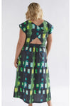 ELK INDI DRESS - GREEN SHUTTER GRID