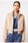 ONCE WAS STELLA FAUX FUR BOMBER JACKET - FAWN