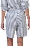 NATURALS  LINEN SHORT - BLUEBERRY STRIPE