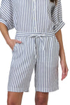 NATURALS  LINEN SHORT - BLUEBERRY STRIPE