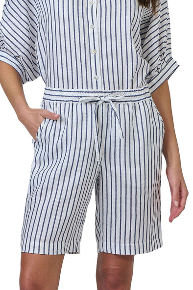 NATURALS  LINEN SHORT - BLUEBERRY STRIPE