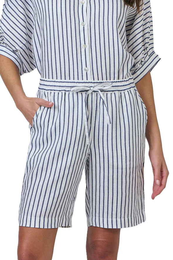 NATURALS  LINEN SHORT - BLUEBERRY STRIPE