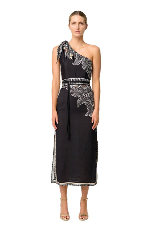 ONCE WAS AMIRA ONE SHOULDER TIE DRESS - OYNX CASABLANCA
