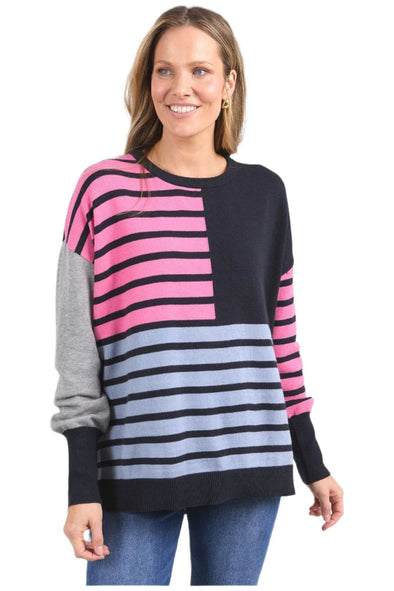 ELM EFFIE MIXED KNIT - NAVY