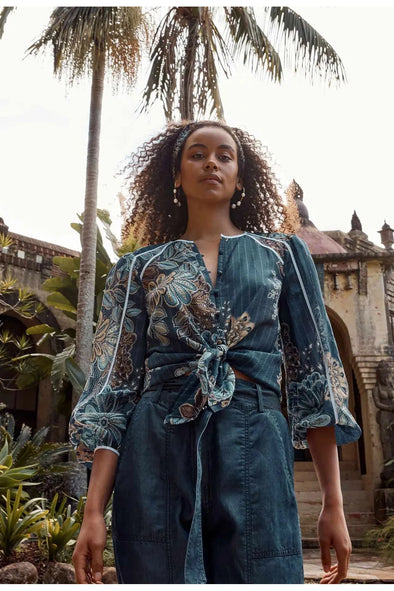 ONCE WAS GRANADA COTTON SILK TOP - AZTEC FLOWER