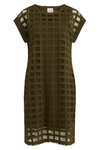 ELK GRID BURNOUT DRESS - OLIVE MOSS