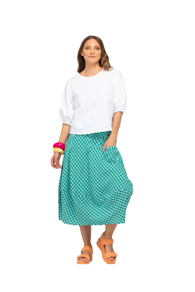 BOOM SHANKAR GURU SKIRT - GREEN SEERSUCKER