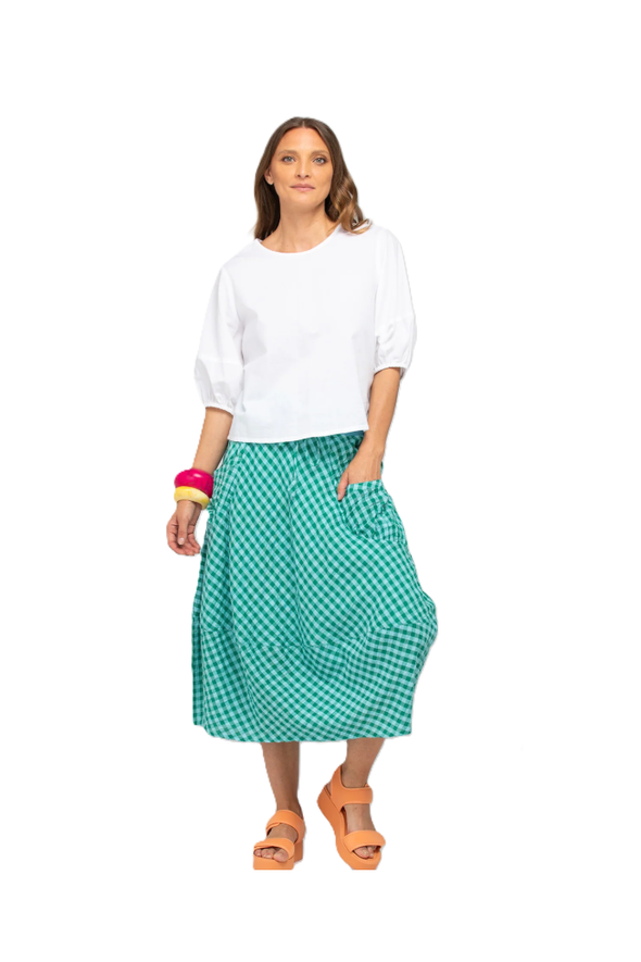 BOOM SHANKAR GURU SKIRT - GREEN SEERSUCKER