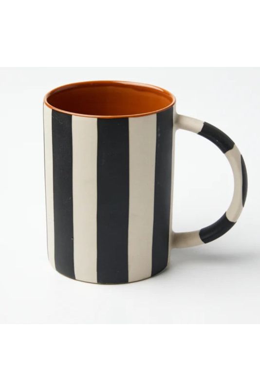 HAPPY STRIPE BLACK MUG