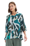 TIRELLI HIGH NECK PRINT TOP - PETROL ABSTRACT