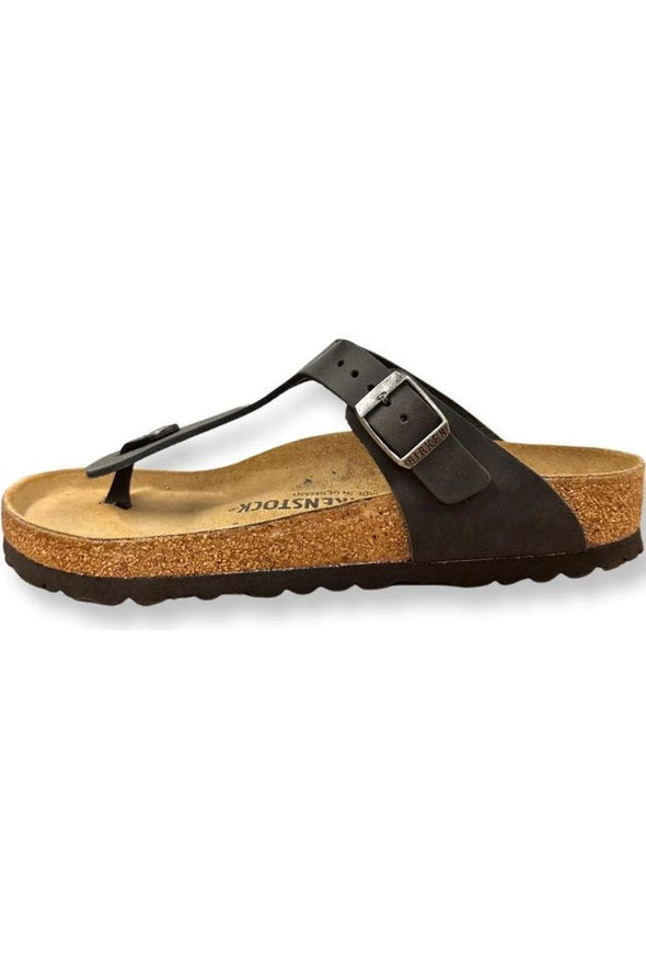 BIRKENSTOCK GIZEH, OILED LEATHER, REG - BLACK