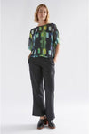 ELK INDI SHEER TOP - GREEN SHUTTER GRID