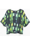 ELK INDI SHEER TOP - GREEN SHUTTER GRID