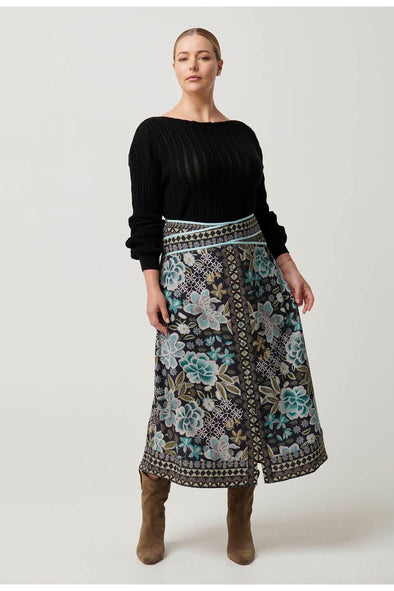 ONCE WAS HARPER WAIST PANEL SKIRT - DAHLIA FIELDS