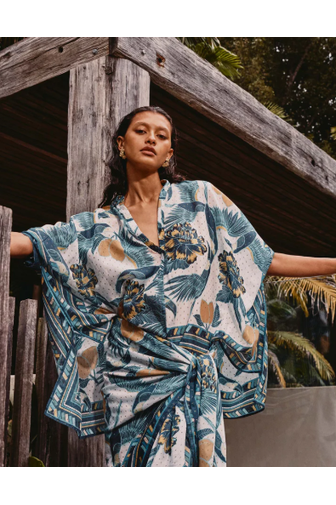 ONCE WAS KIMONO COTTON SILK TOP - TUKANO