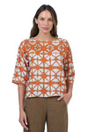 NATURALS LINEN 3/4 SLEEVE TOP - URCHIN