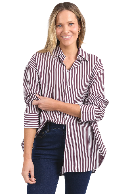ELM LILA STRIPE SHIRT - MERLOT