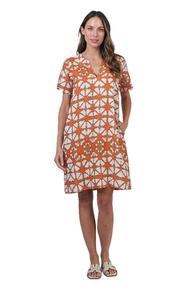 NATURALS LINEN SHORT SLEEVE DRESS - URCHIN